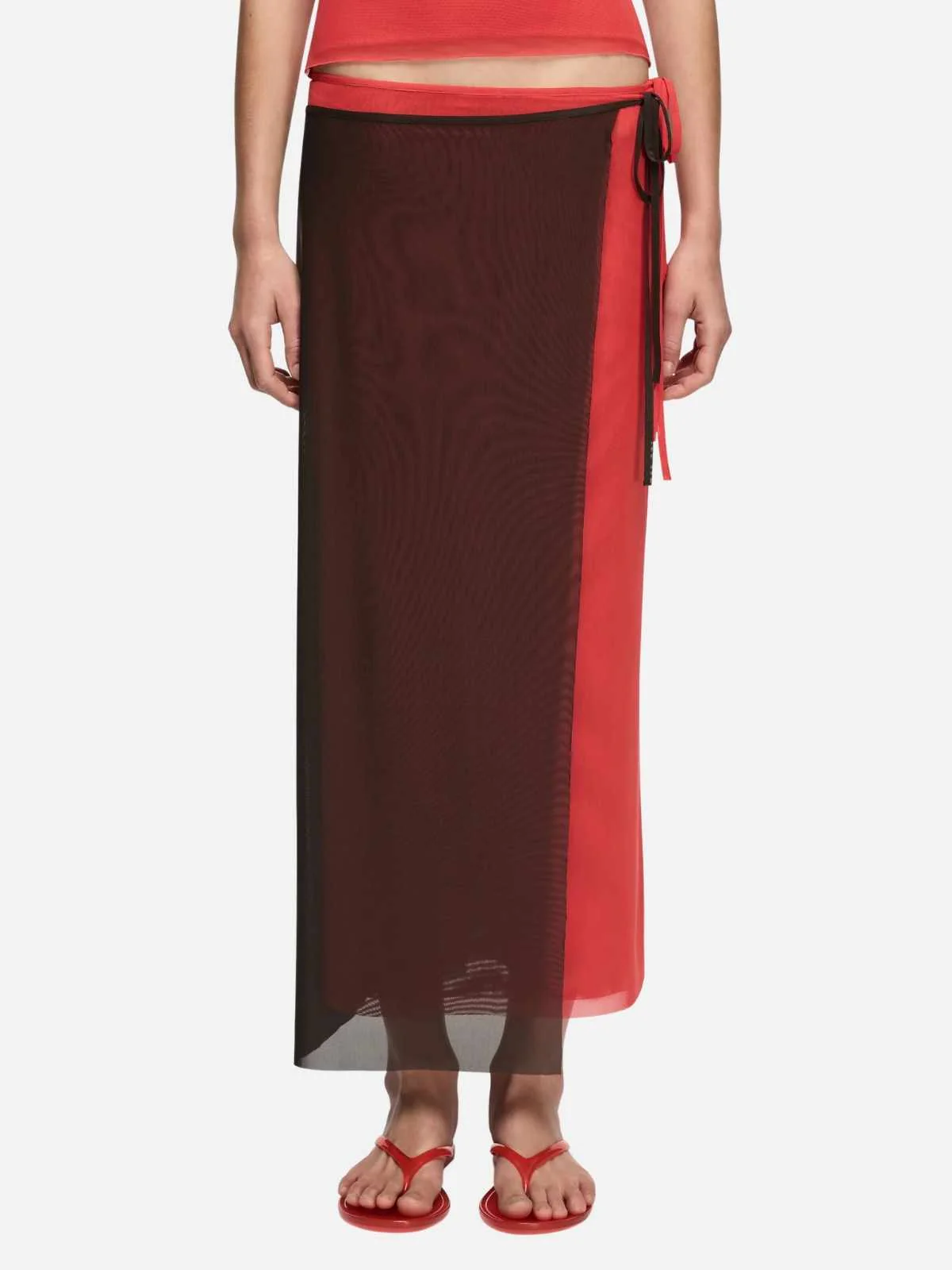 Alyna Contrast Skirt - Bitter Choc/Flame - Image 3