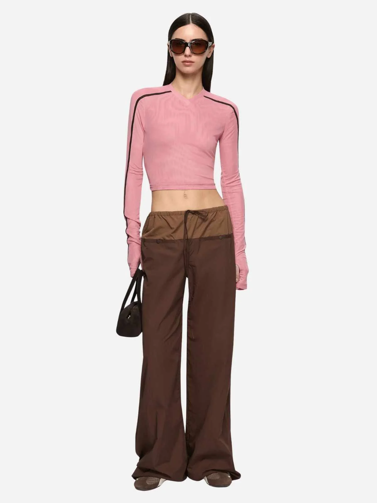 Alyna Long Sleeve Top - Blush/Bitter Choc