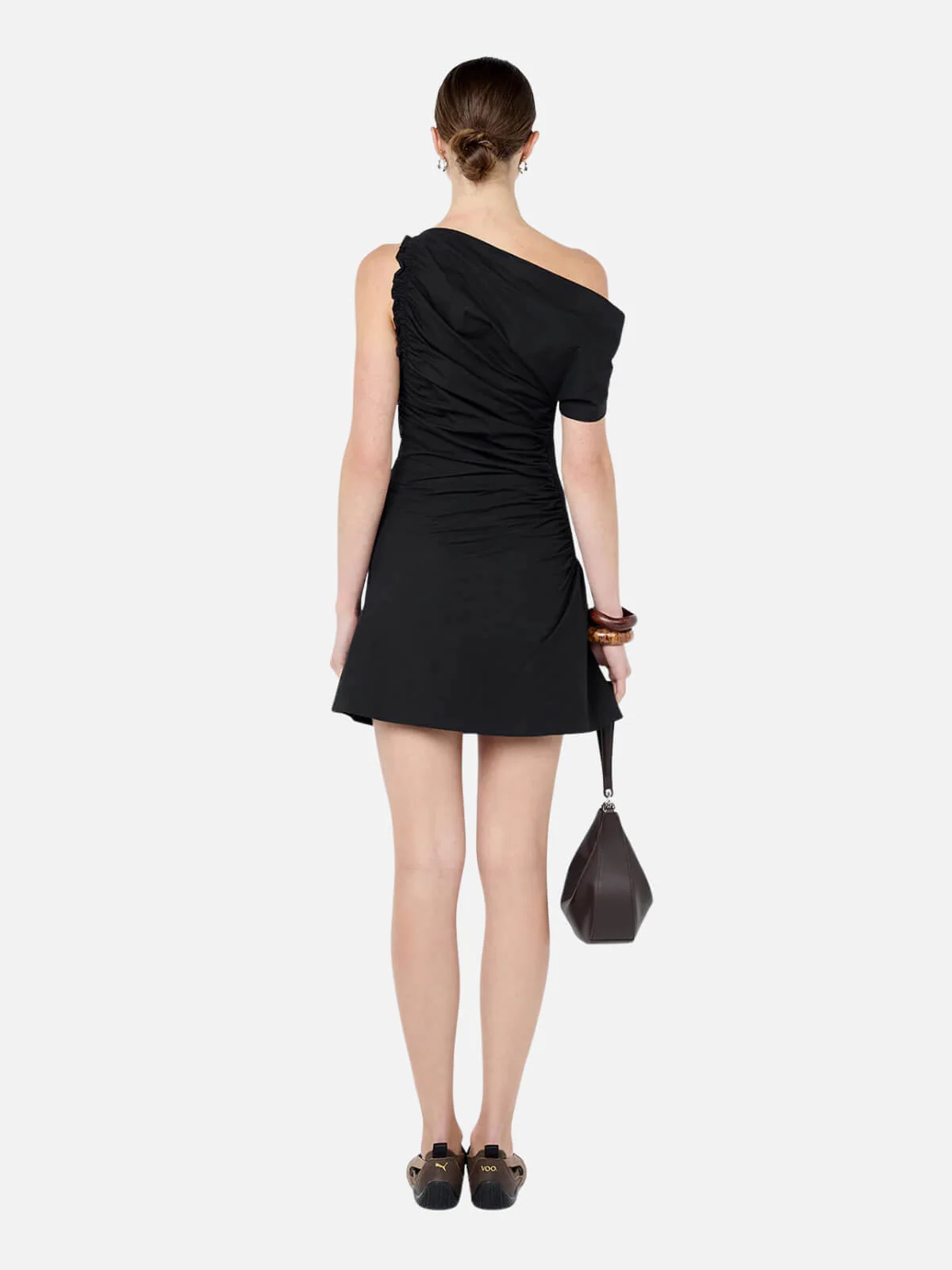 Chantal Shirred Mini Dress - Black - Image 2