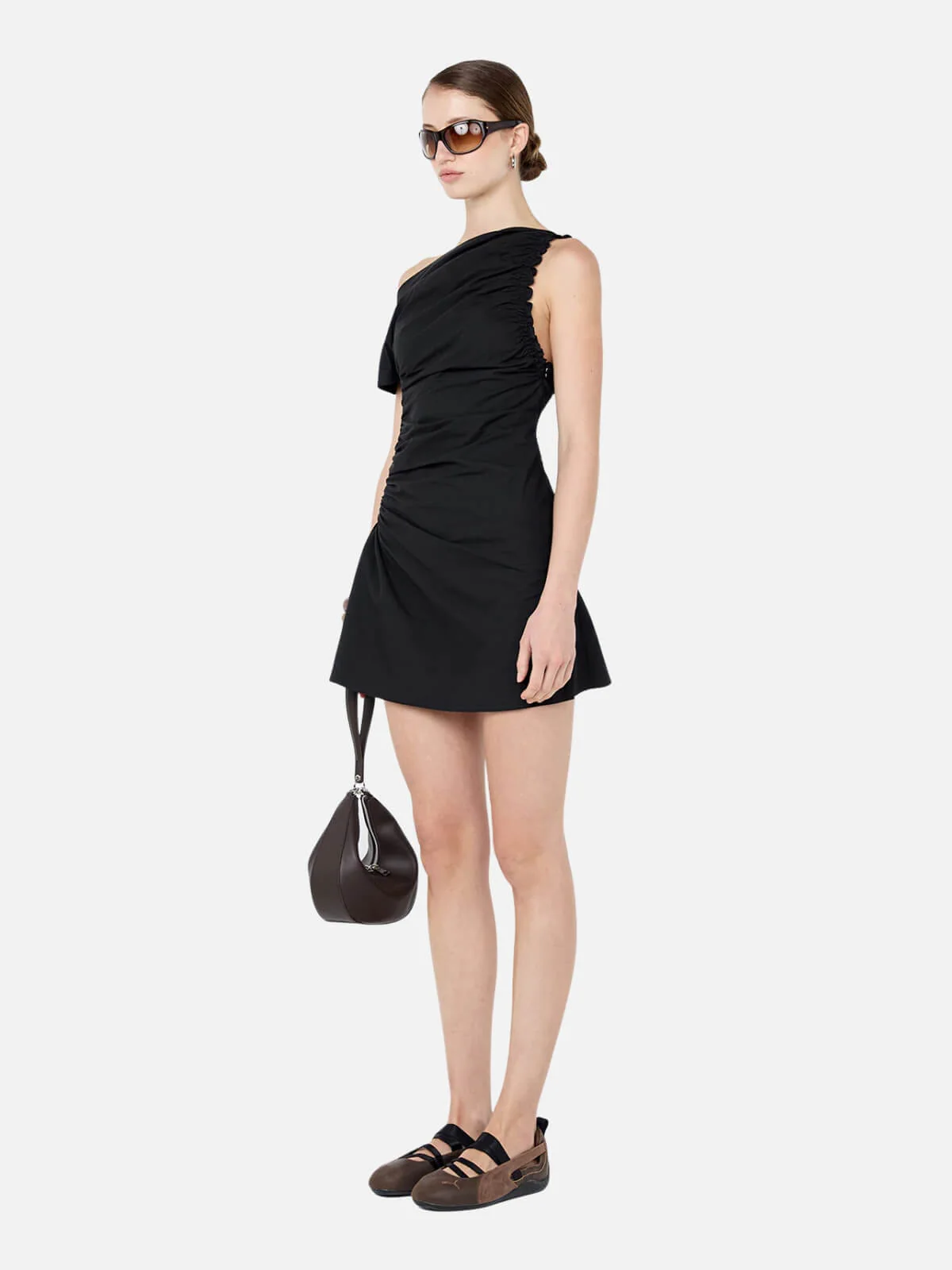 Chantal Shirred Mini Dress - Black - Image 3