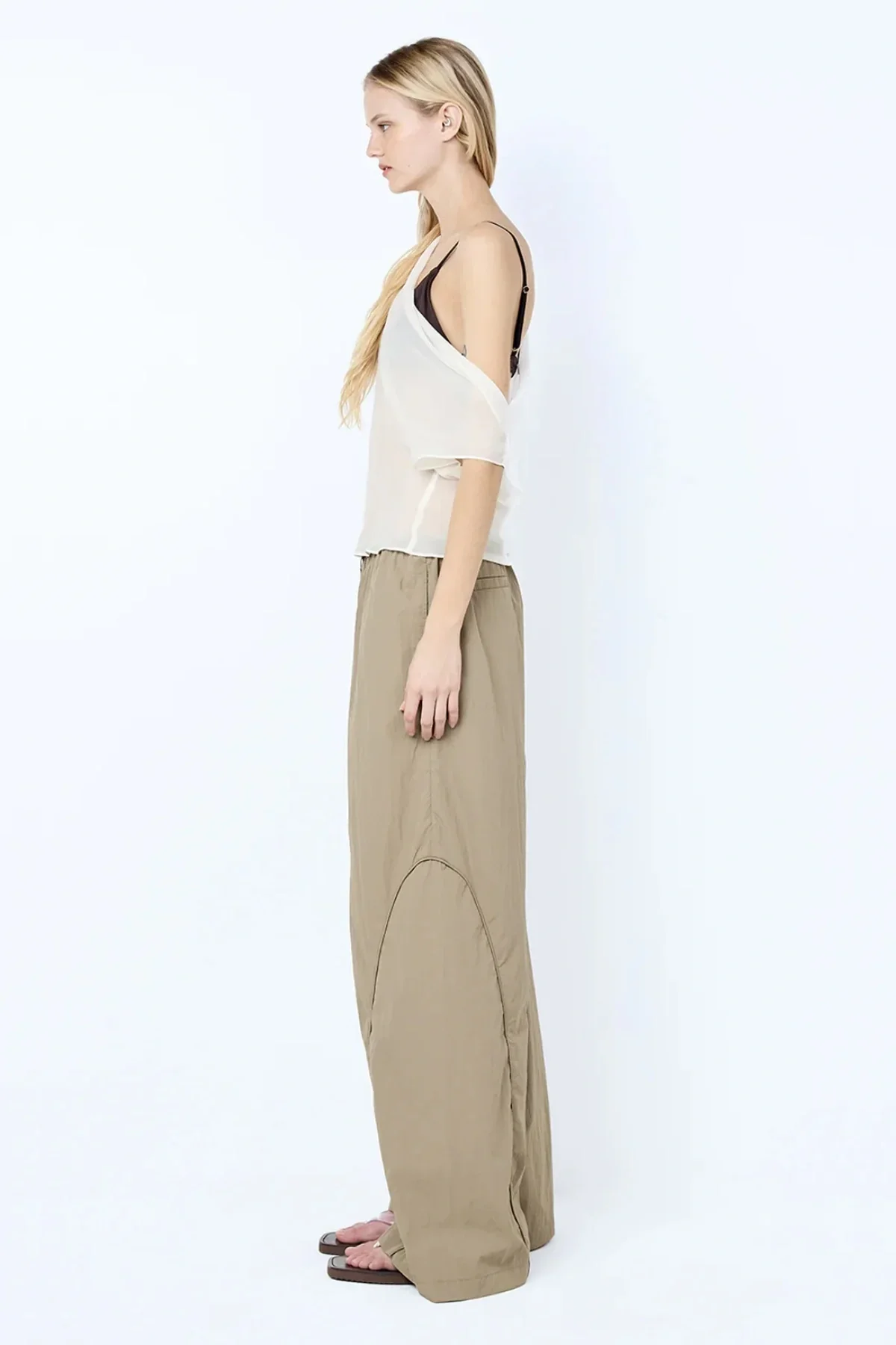 Eloise Layered Cowl Top - Snow/Slate Gray - Image 3
