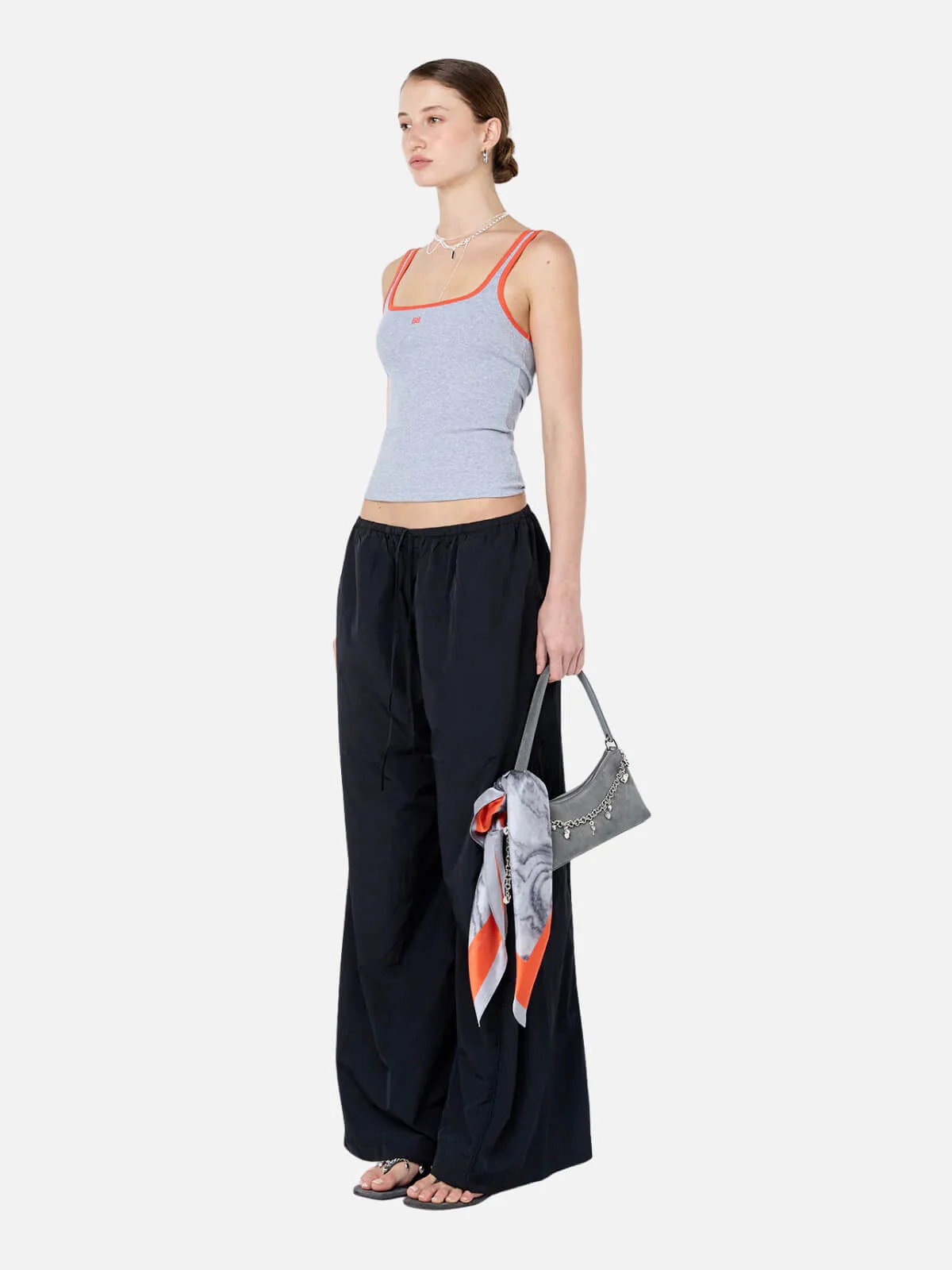 Lana Square Neck Tank - Grey Marle/Tangerine - Image 3