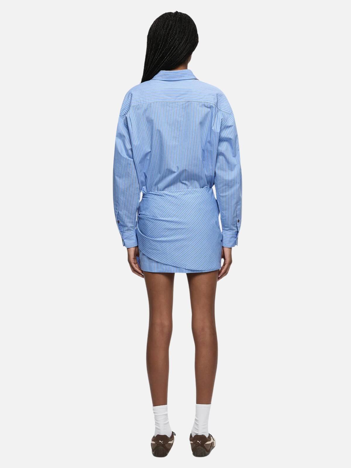 Linus Mini Skirt - Chambray Blue Stripe - Image 2