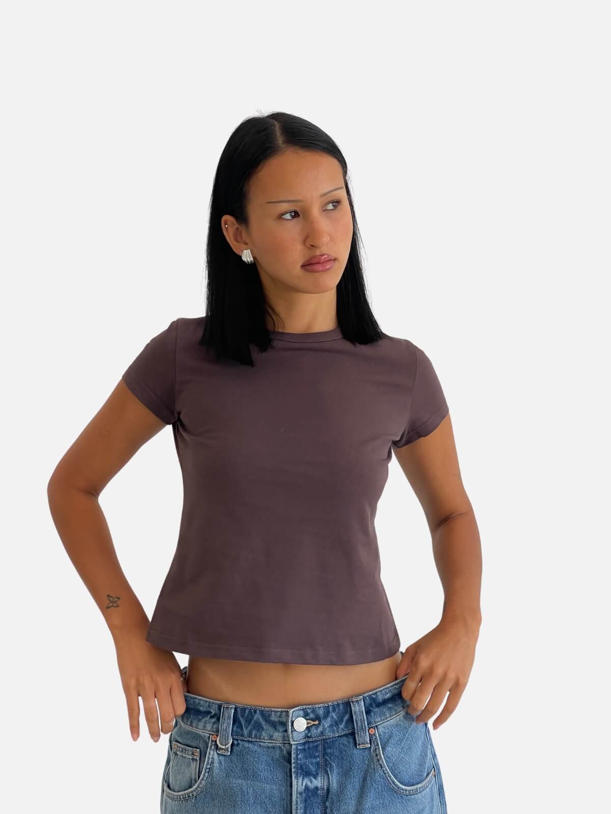 Laina Baby Tee - Brown - Image 4