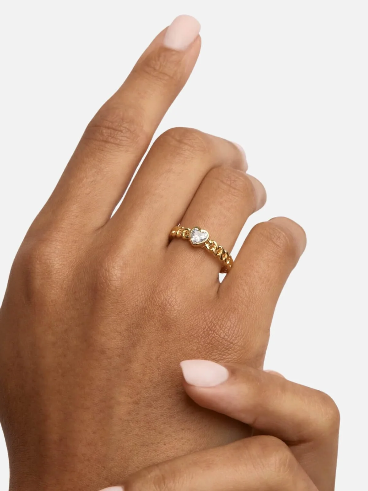 18k Gold Vermeil Radiant Heart Engravable Ring - Image 3