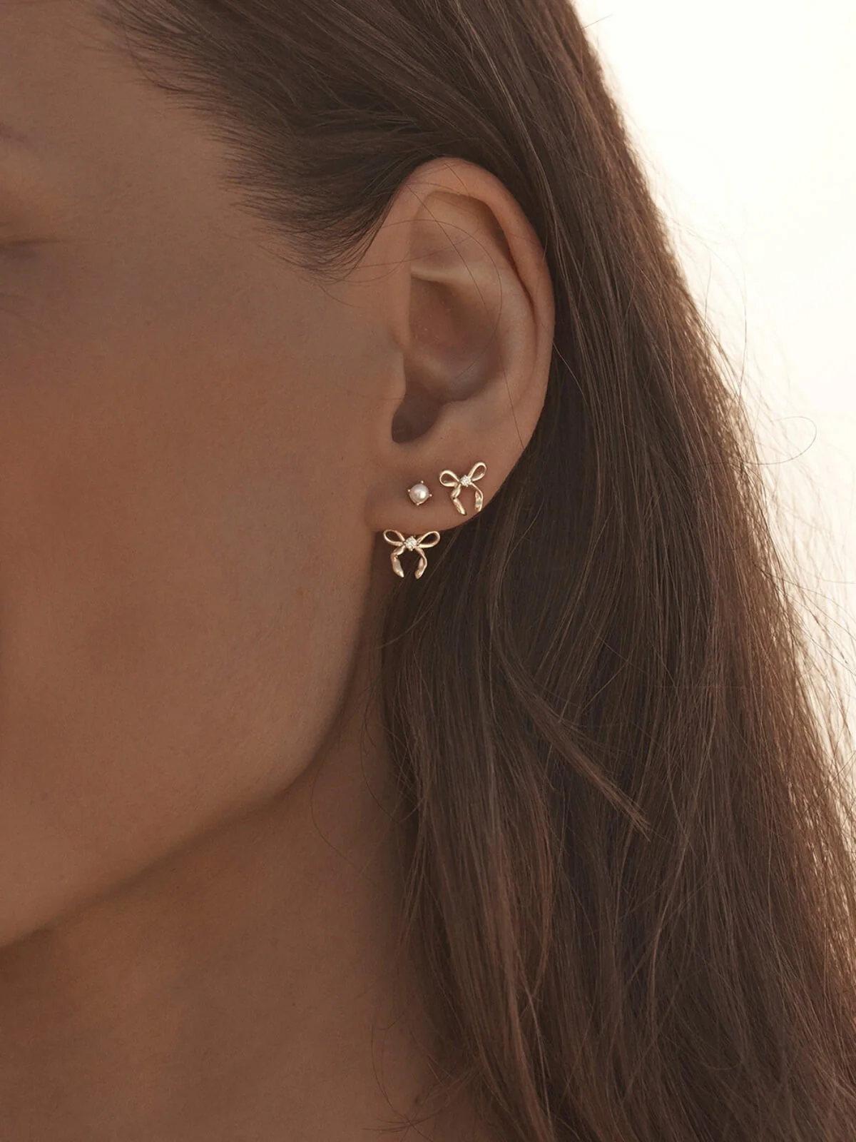 Forever More Bow Stud Earrings - 18k Gold - Image 2