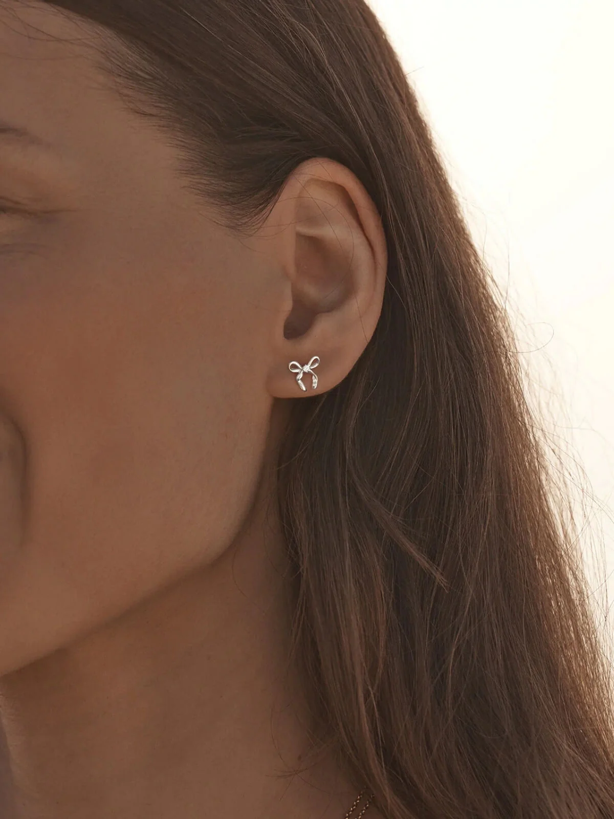 Forever More Bow Stud Earrings - Sterling Silver - Image 2