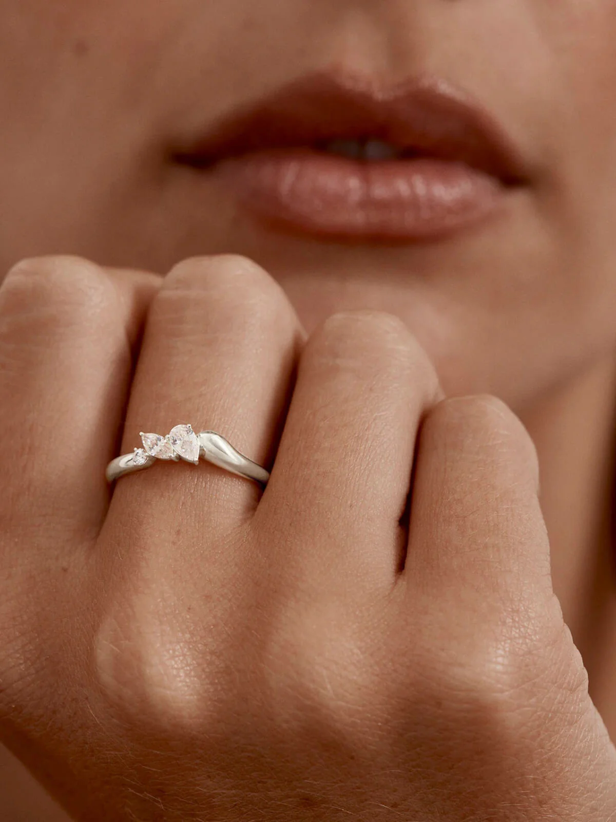 Sterling Silver Crystal Wings Ring - Image 2