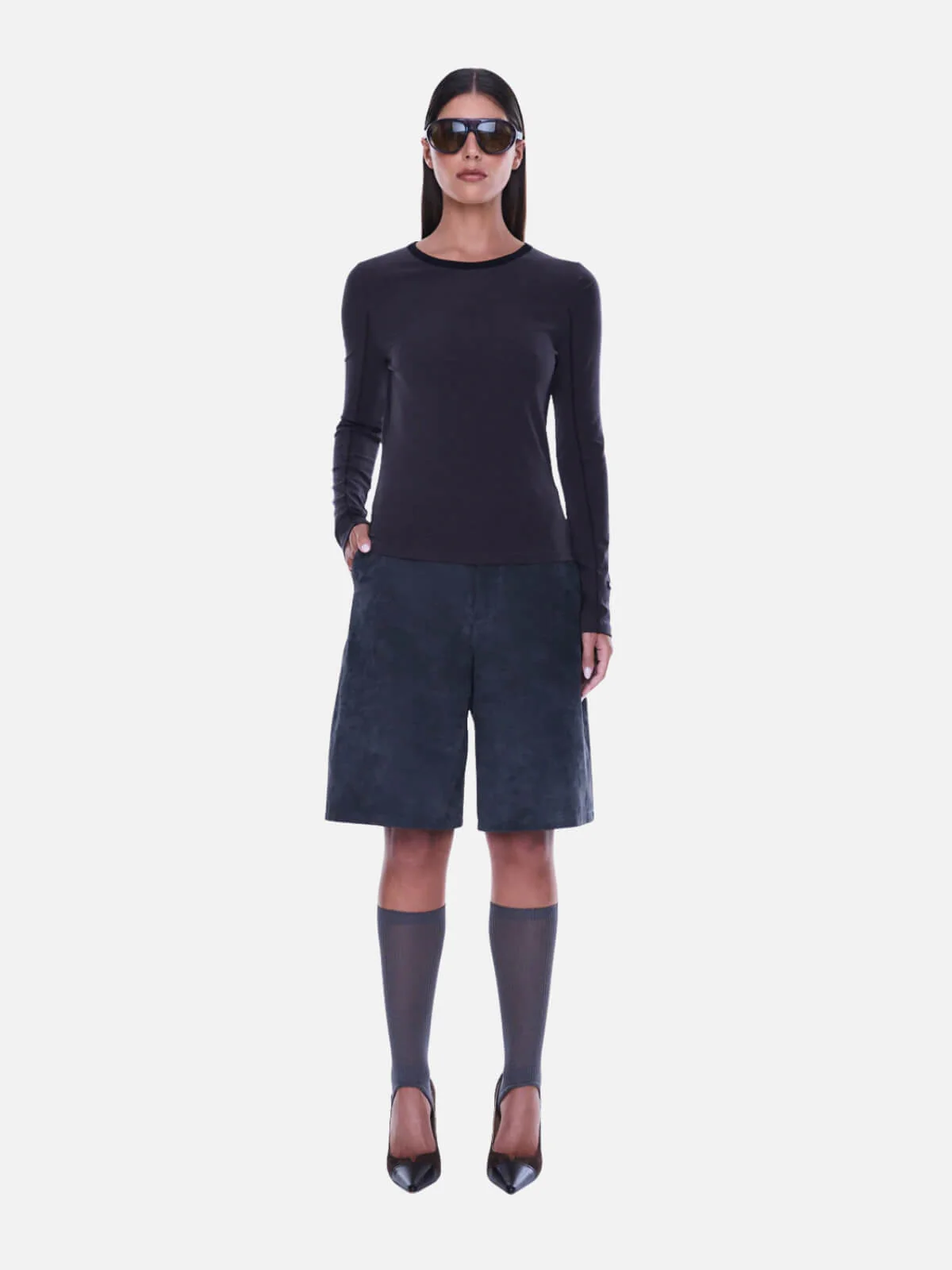 Jade Long Sleeve Top - Charcoal