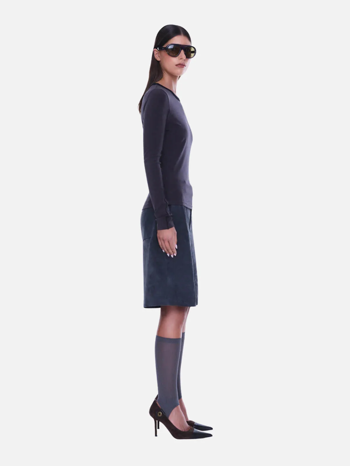 Jade Long Sleeve Top - Charcoal - Image 2