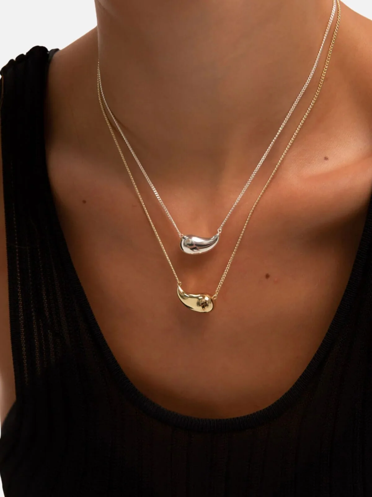Raindrop Necklace: Brass + 18K Gold Plating - Image 2