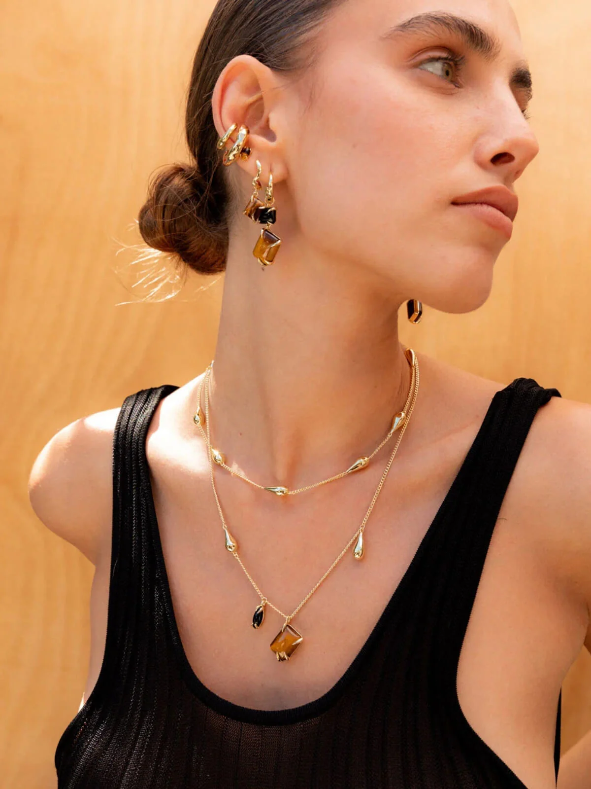 Rainfall Necklace: Brass + 18K Gold Plating - Image 4