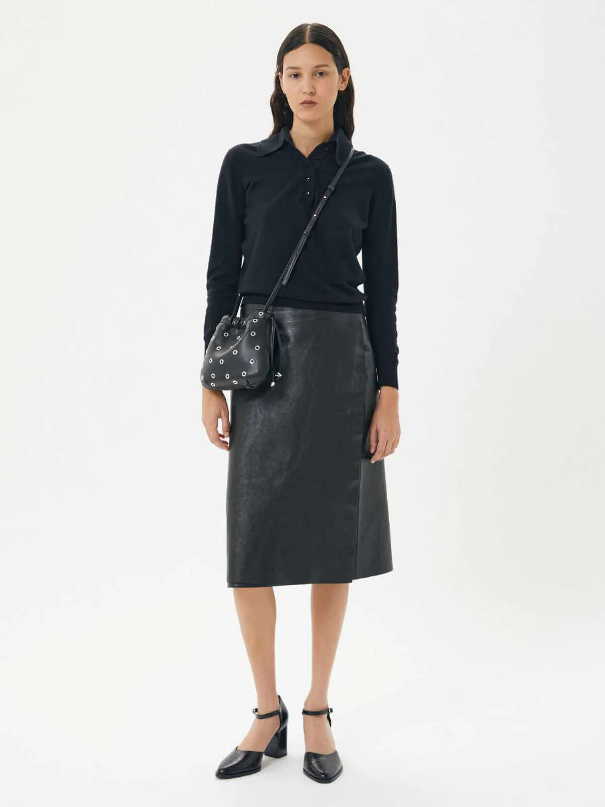 Halle Eyelet Crossbody Bag - Black - Image 4