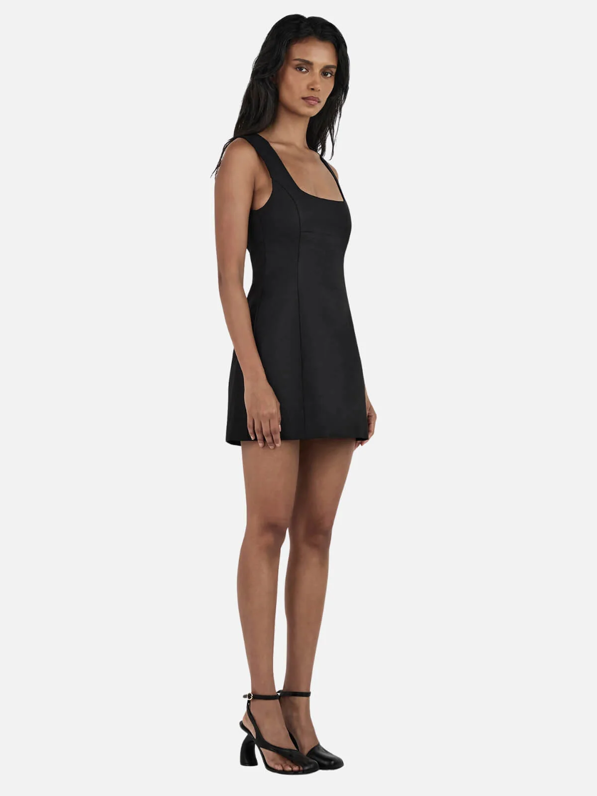 Bonython Linen Mini Dress - Black - Image 3