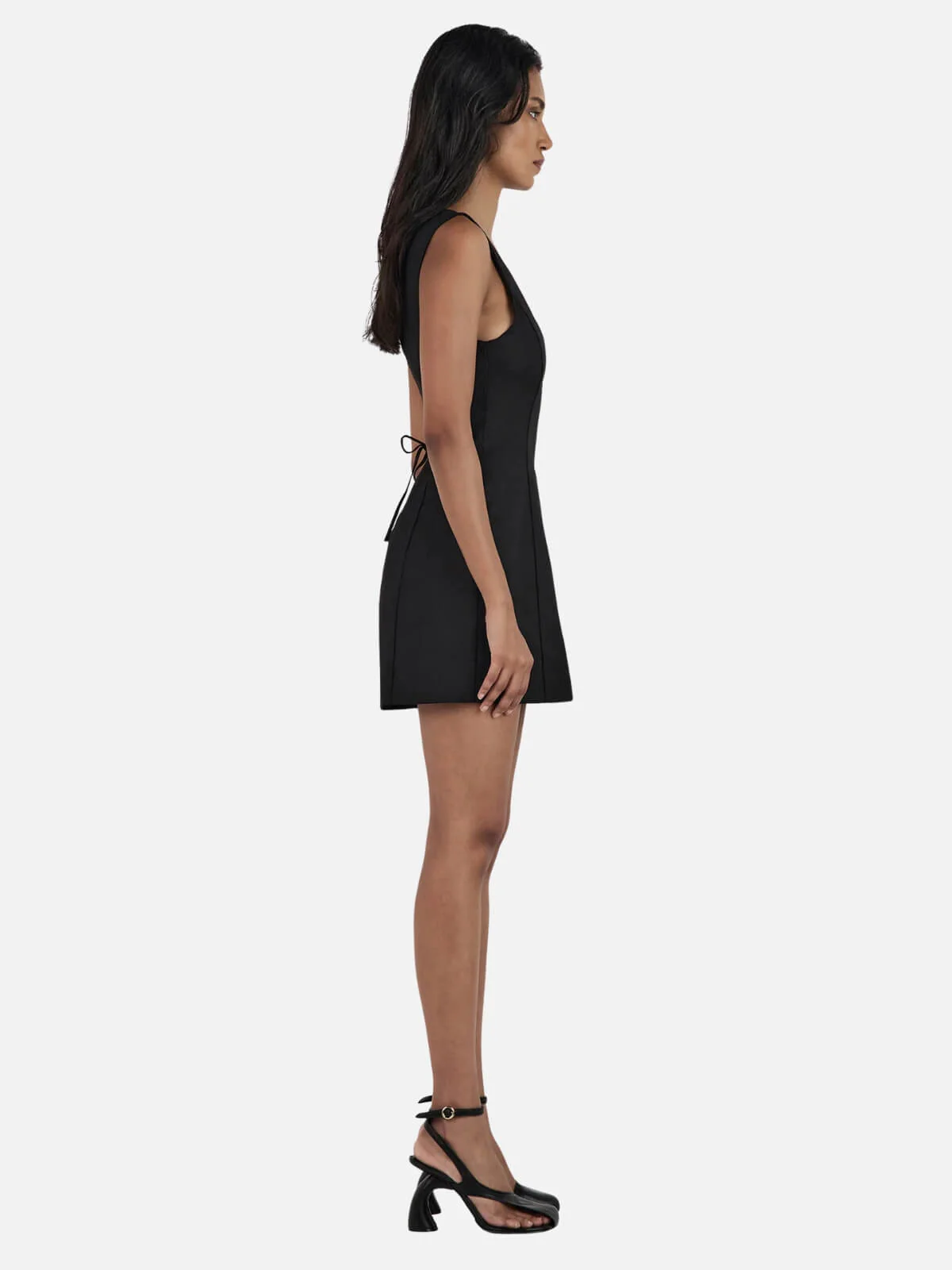 Bonython Linen Mini Dress - Black - Image 4
