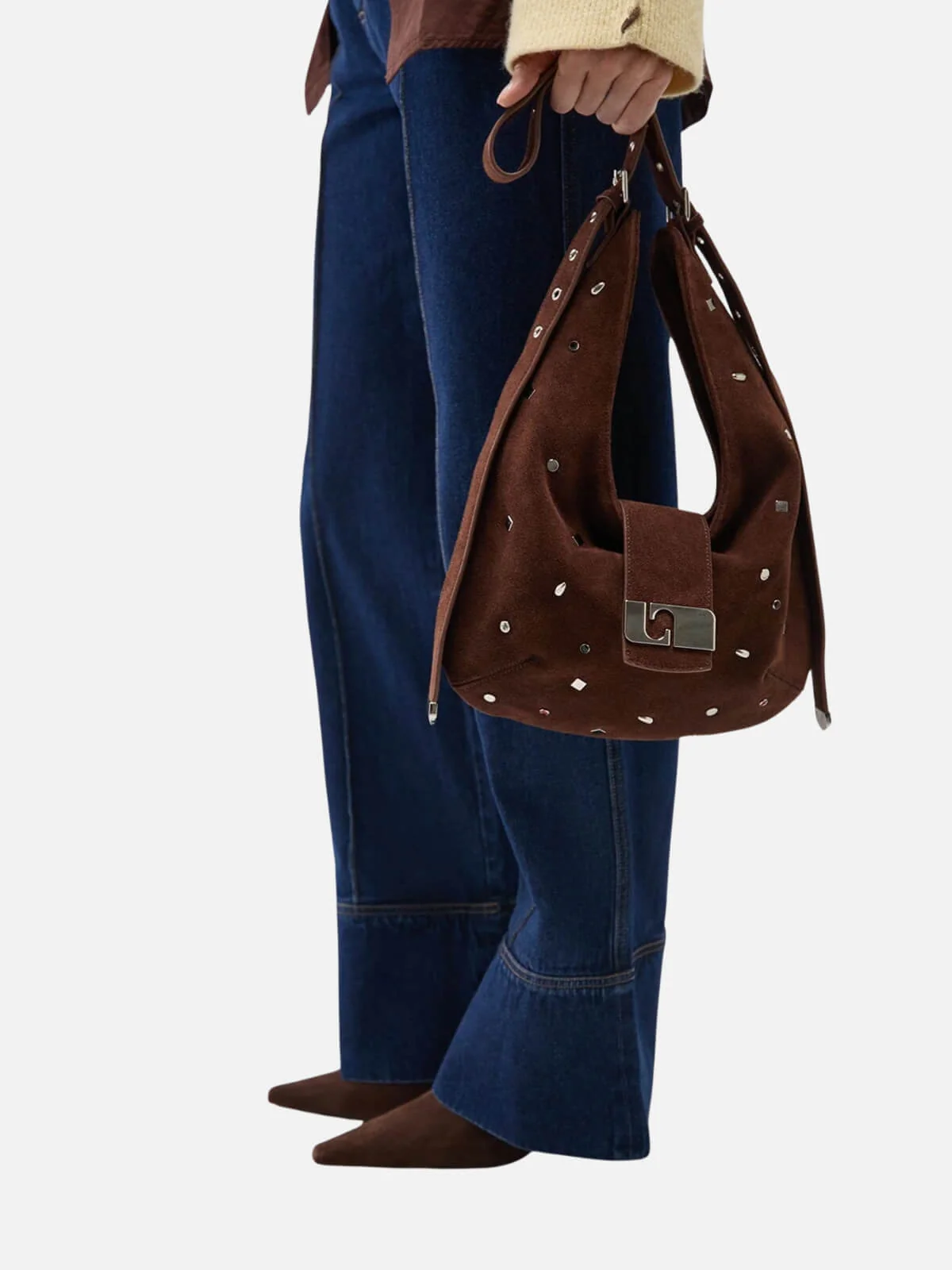 Vixen Suede Studs Bag - Brown - Image 2