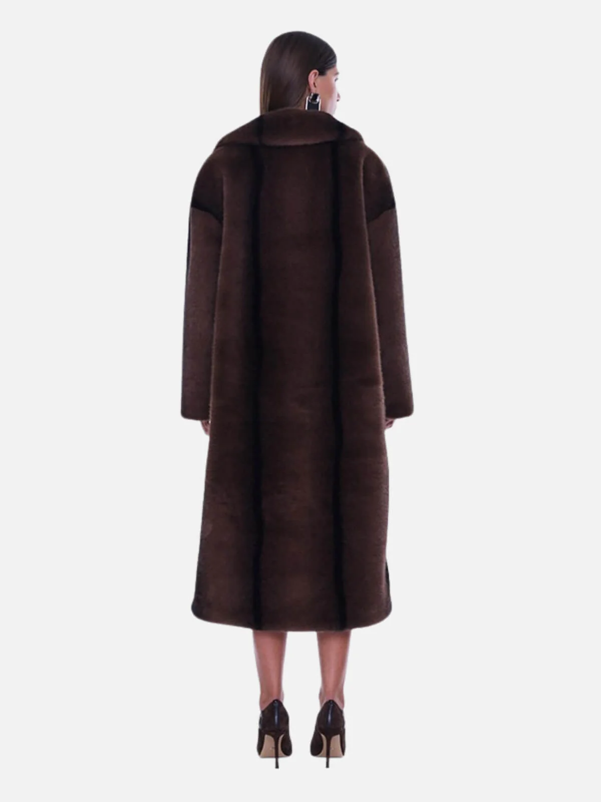 Nova Longline Faux Fur Jacket - Brown Multi - Image 2