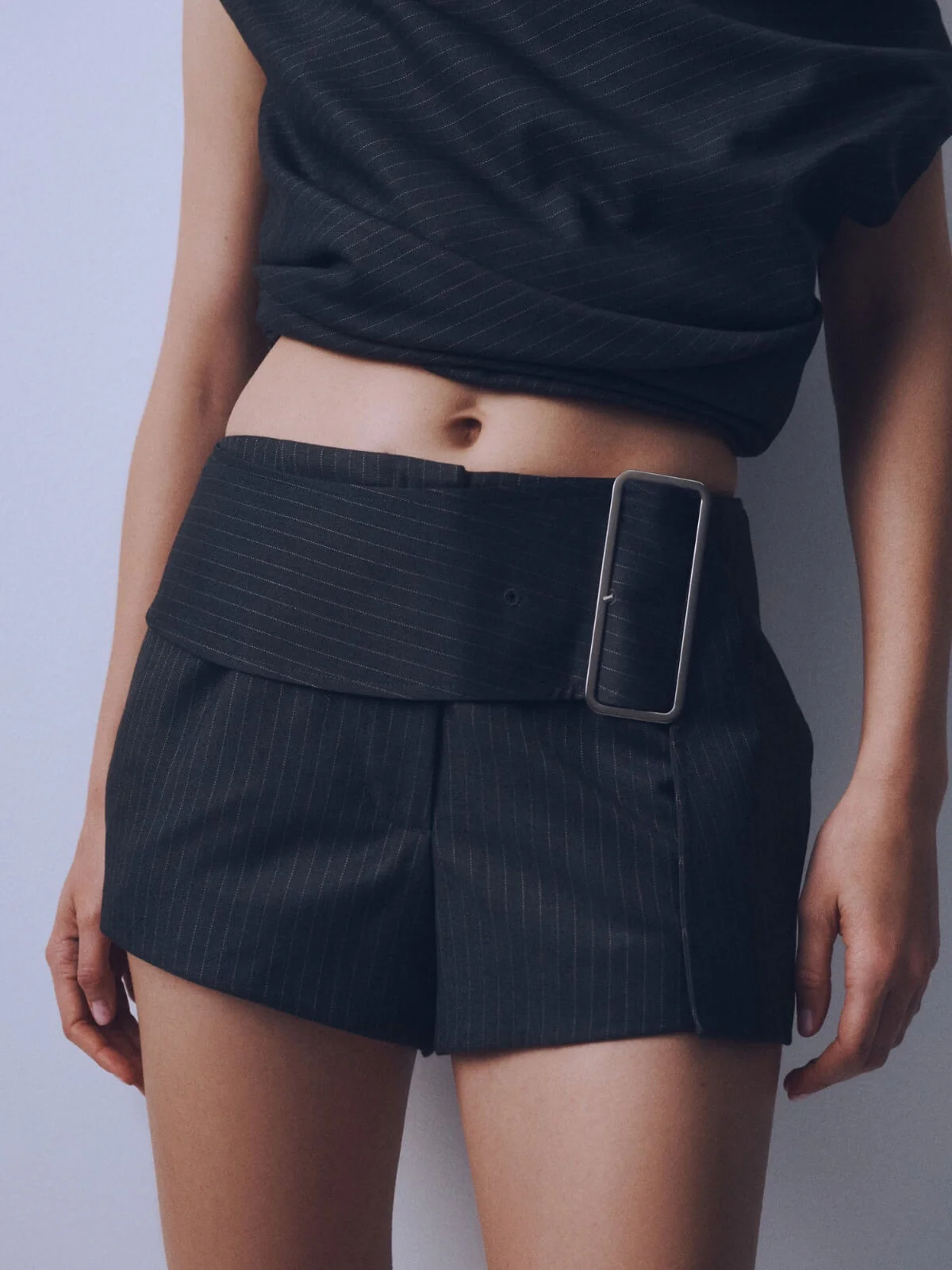 Margot Short - Grey Pinstripe - Image 3