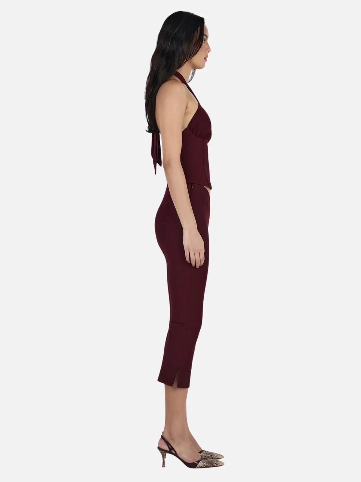 Chelsea Halter Top - Burgundy - Image 3