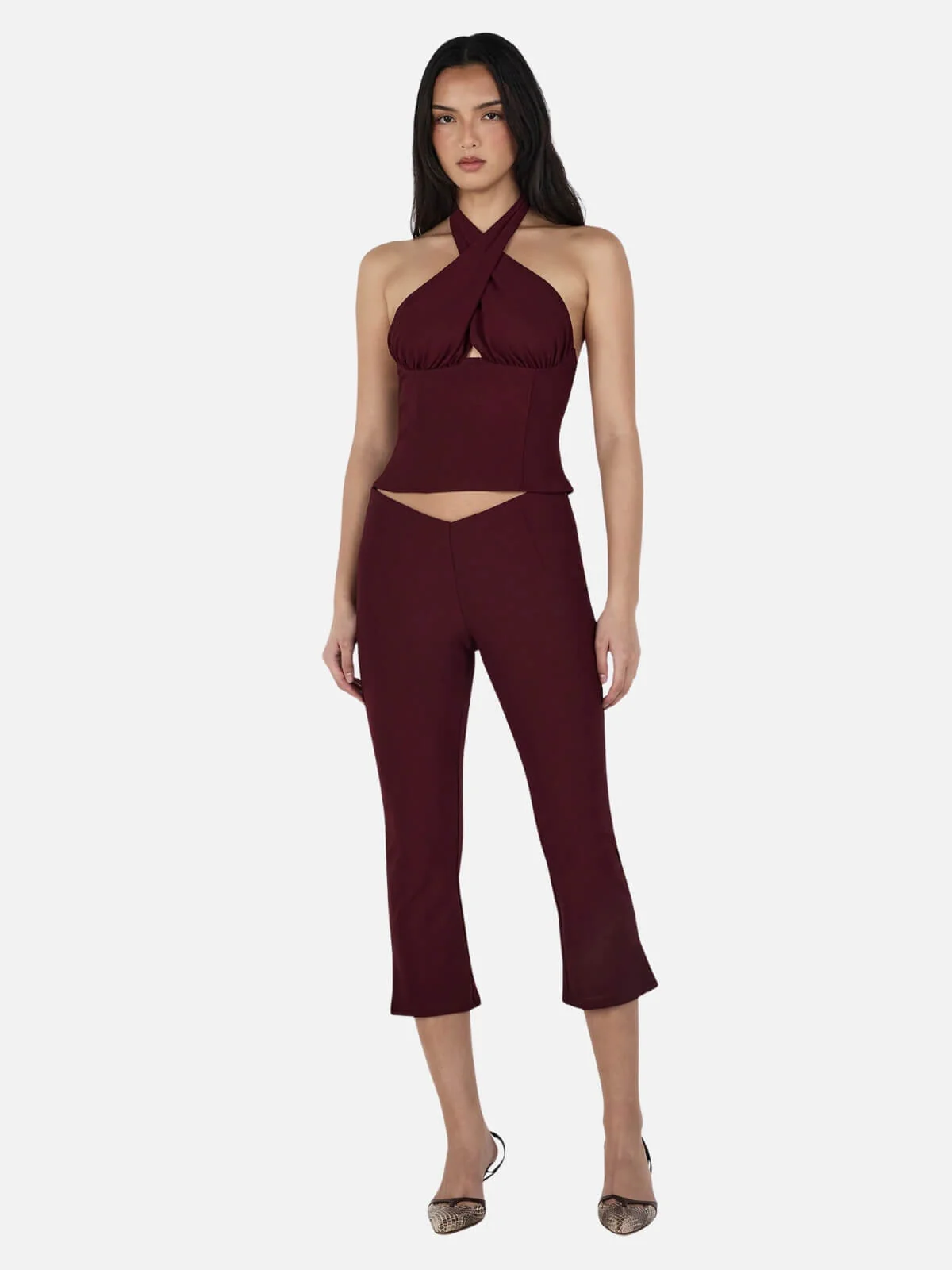 Chelsea Halter Top - Burgundy - Image 4