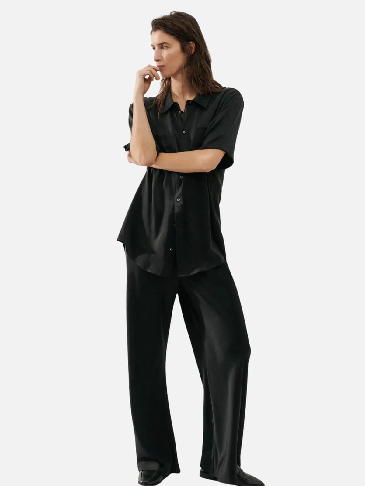 Bias Cut Pants - Black