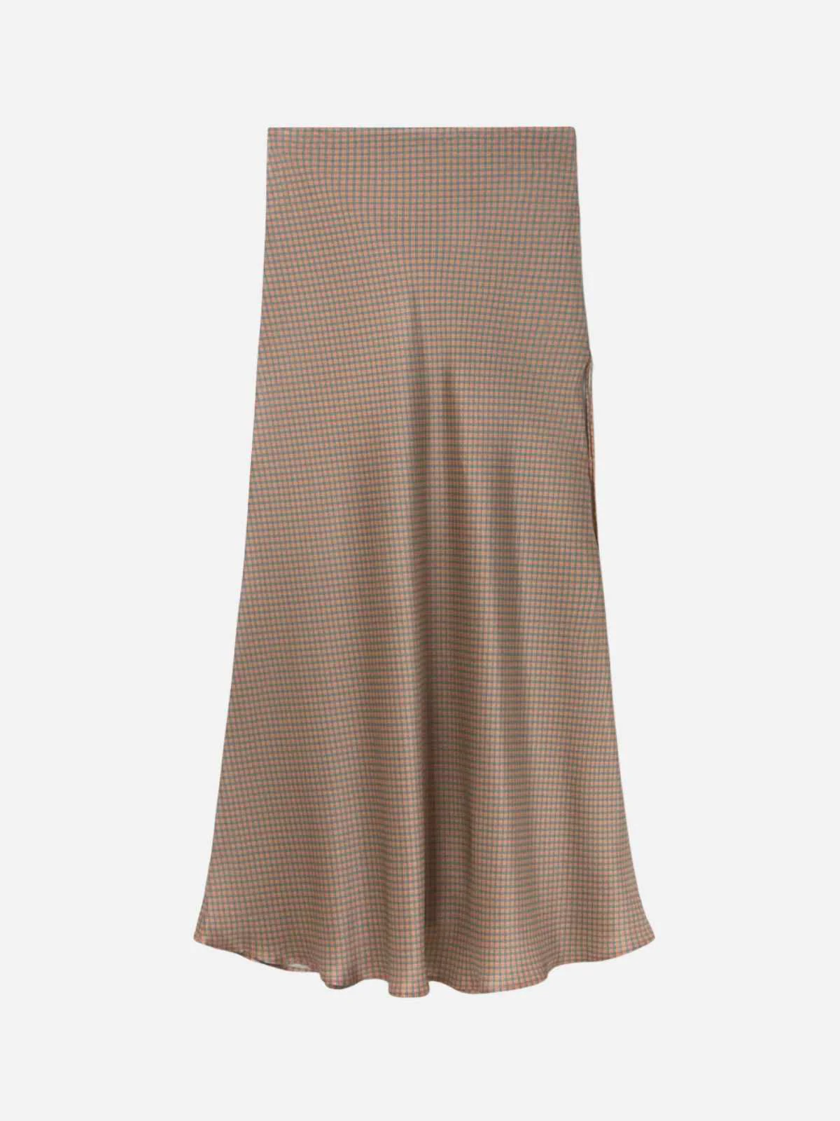 Long Bias Cut Skirt - Micro Plaid - Image 3