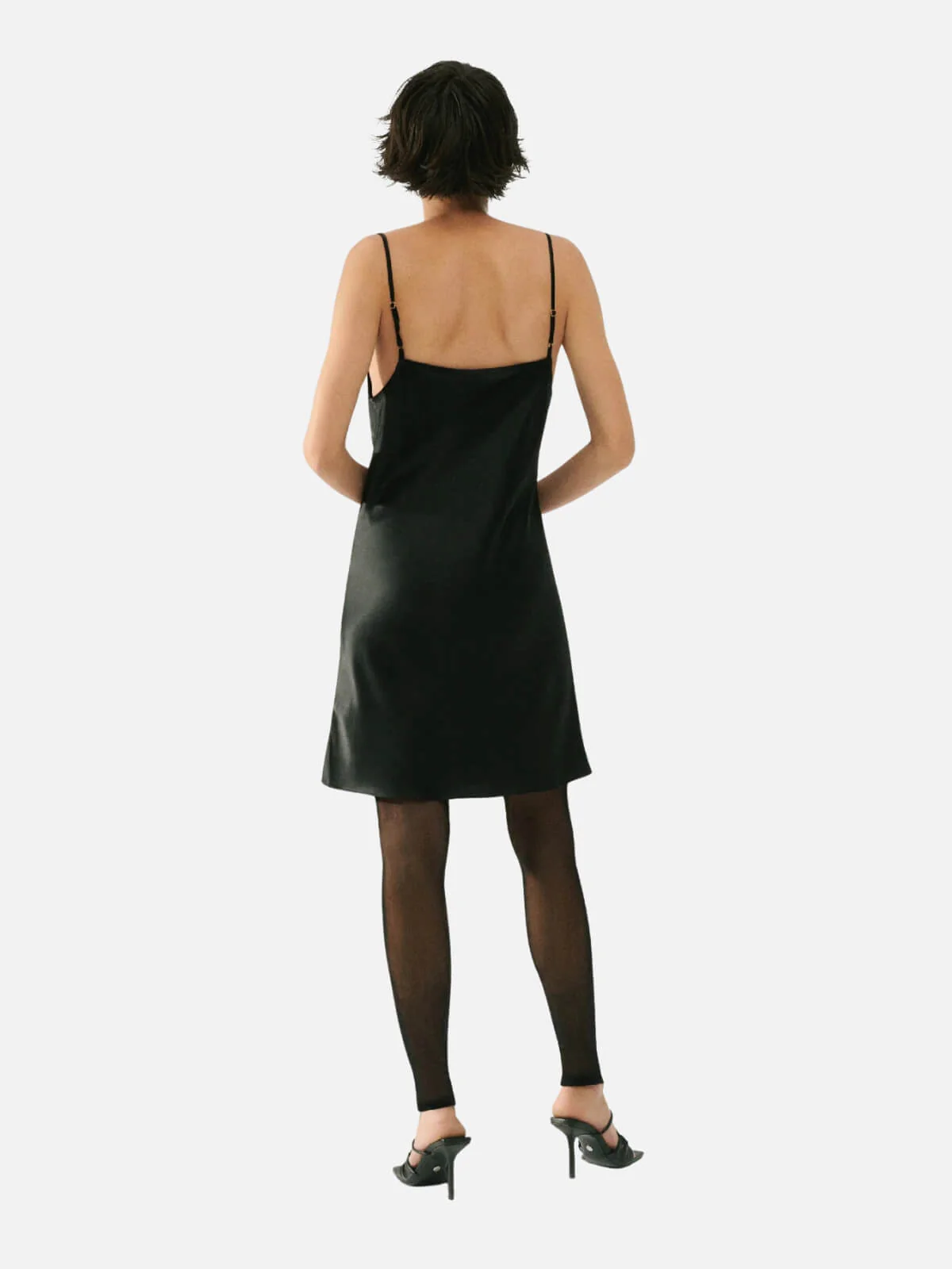 Straight Neck Dress - Black - Image 2