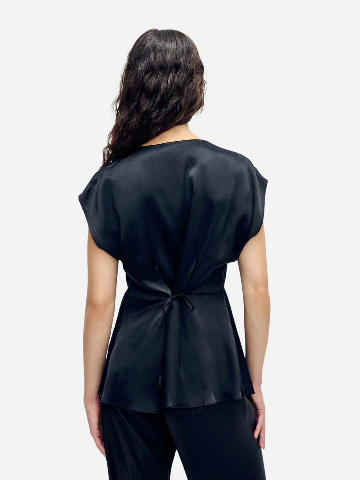 V Neck Top - Black - Image 2