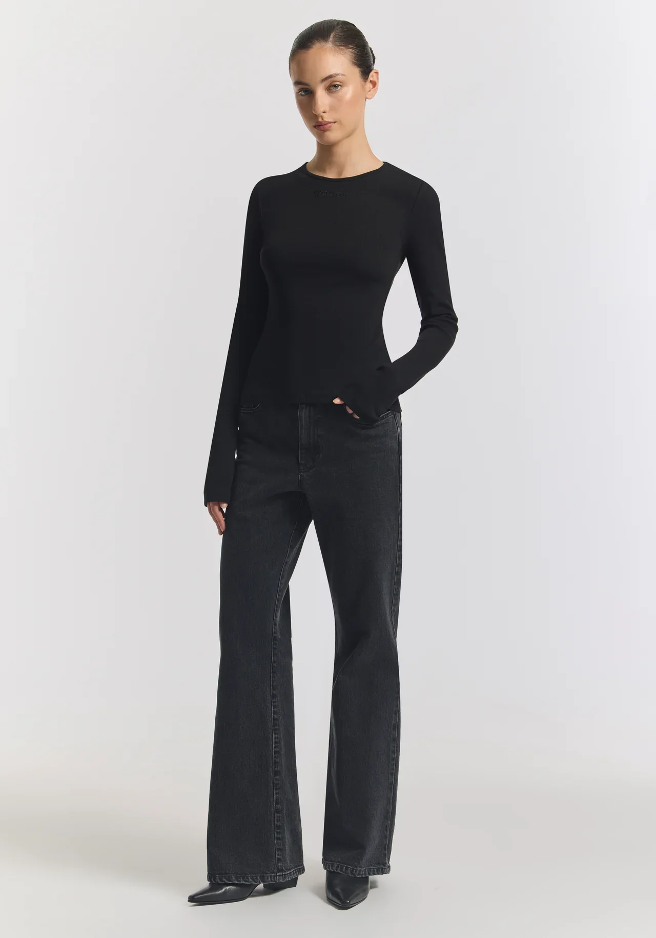 Woods Rib Longsleeve Tee - Black