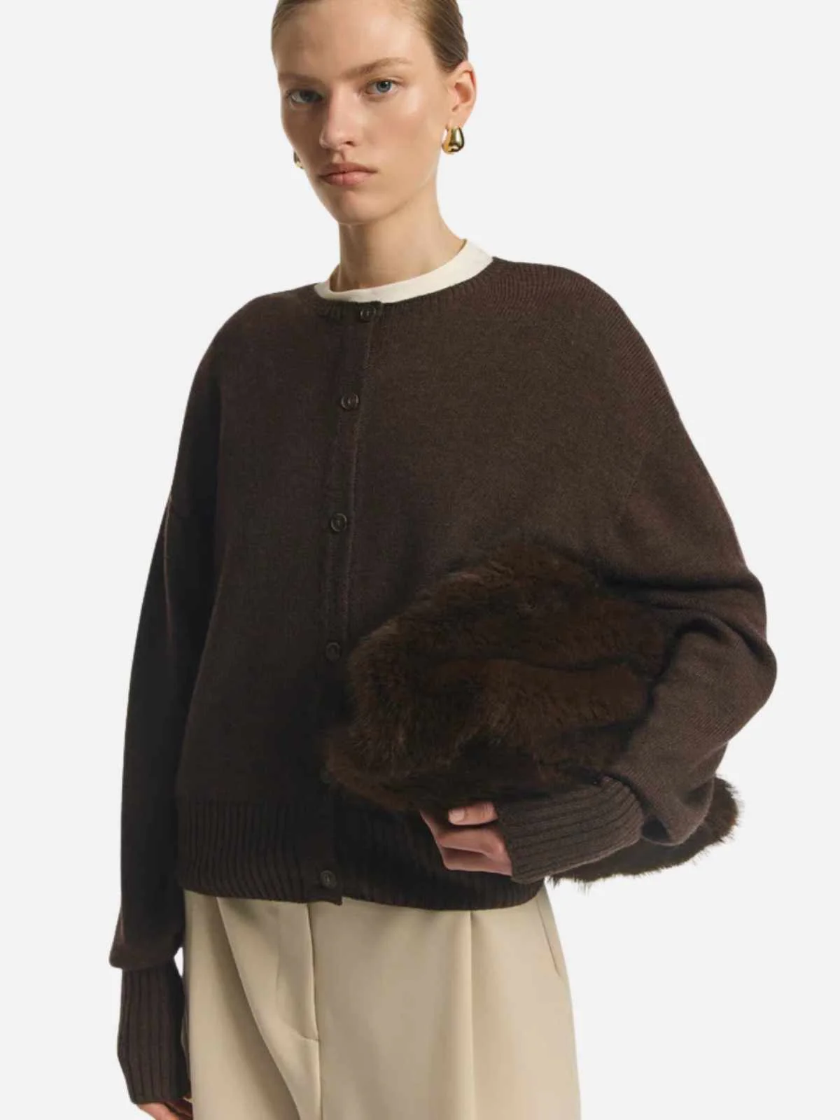 Hart Merino Cardigan - Chocolate - Image 3