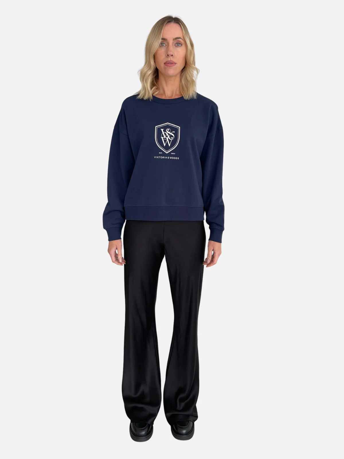 V&W Crest Sweater - Navy